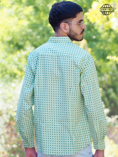men's green polka-dot shirt