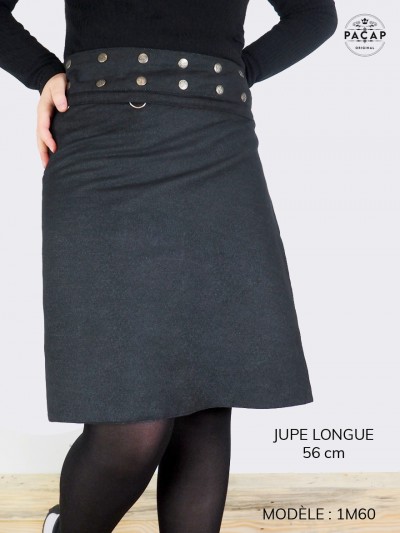 jupe en jean noir longue