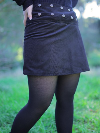black skater skirt in velvet