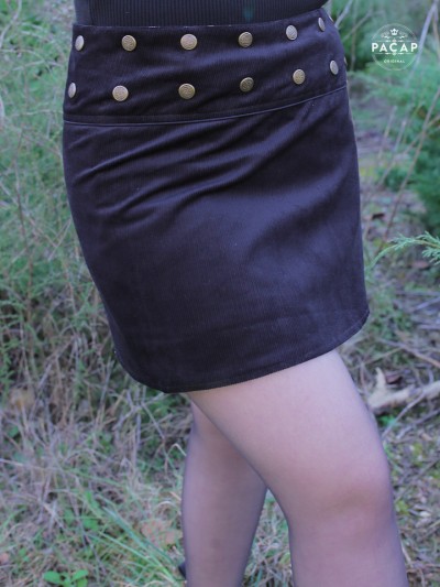 jupe courte noire en velours