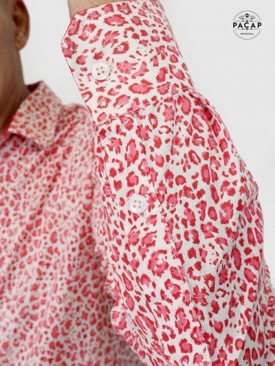 chemise atypique léopard rouge pour homme