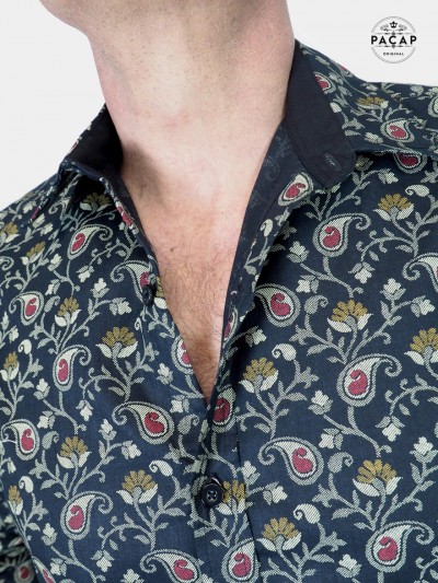 chemise paisley habillée coupe cintrée pour homme avec fleurs