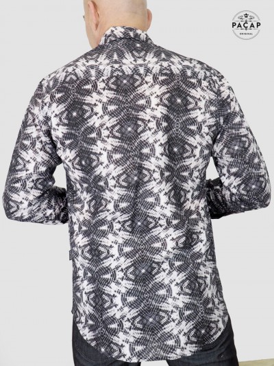 chemise grise atypique motif psychedelique
