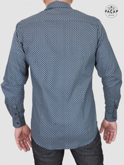 classic blue shirt, long sleeve, small pattern
