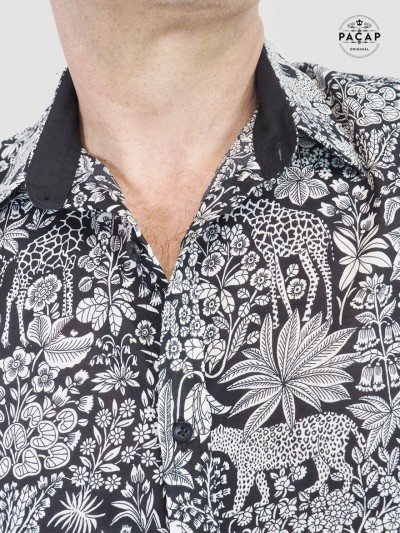 chemise monochrome motif animal safari