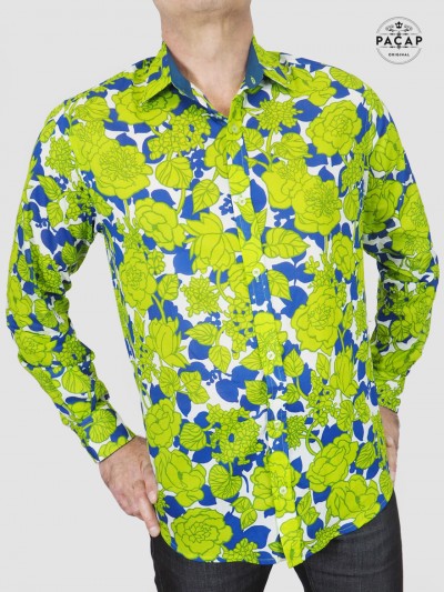 green floral shirt with long sleeves