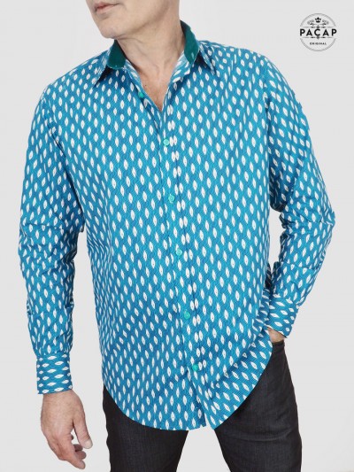blue ethnic shirt for men