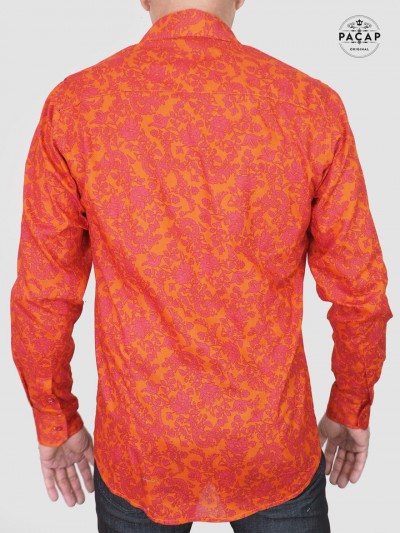 chemise orange et rose a motif grossiste marque française