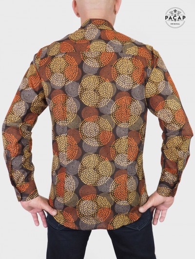 original brown shirt with polka dot print, long sleeves