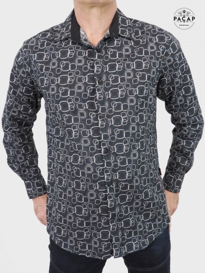 black checkered shirt