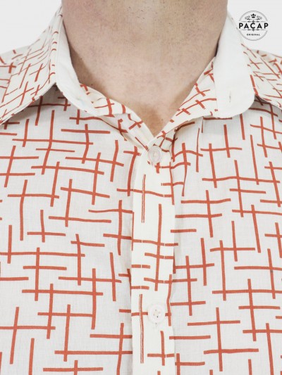 chemise blanche en voile de coton imprimé croix rouge
