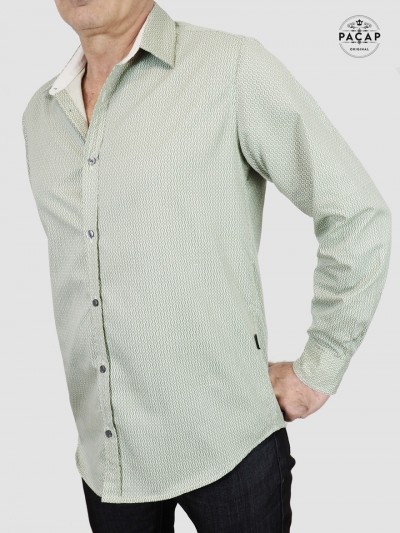 green poplin shirt for men
