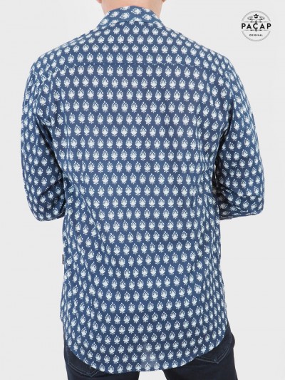 blue shirt with provencal pattern