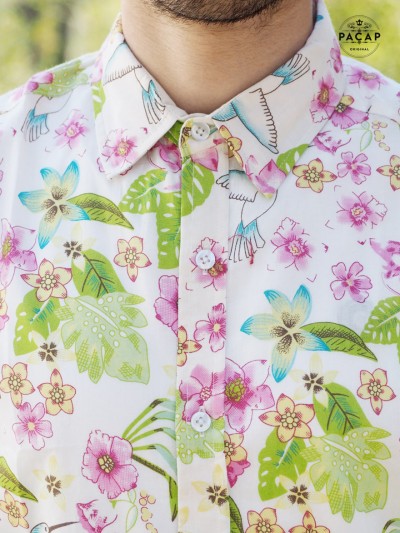 shirt green flowers french collar wholesale marseille