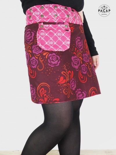 jupe ceinture zippée, jupe femme, jupe taille unique, jupe 8 en 1, jupe imprimé floral, jupe transformable