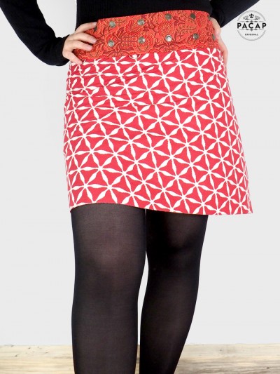 zipped skirt, removable belt skirt, women's skirt, geometric print skirt, modular skirt