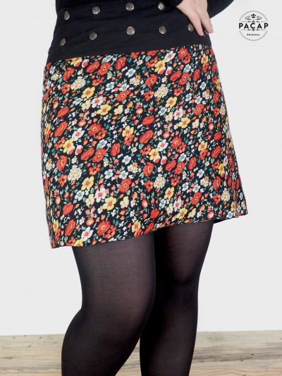 plus size skirt, red skirt, poppy print skirt, viscose skirt, wrap skirt