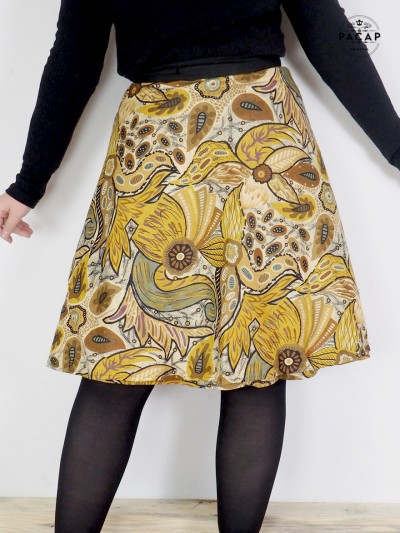 Women's Reversible African Printed Wax Skirt