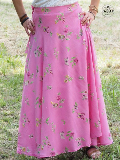 pink midi skirt with tie