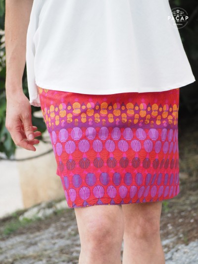 Indian straight reversible skirt in ethnic print with wrap-around cut