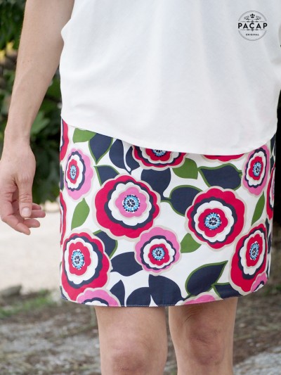 reversible white floral skirt
