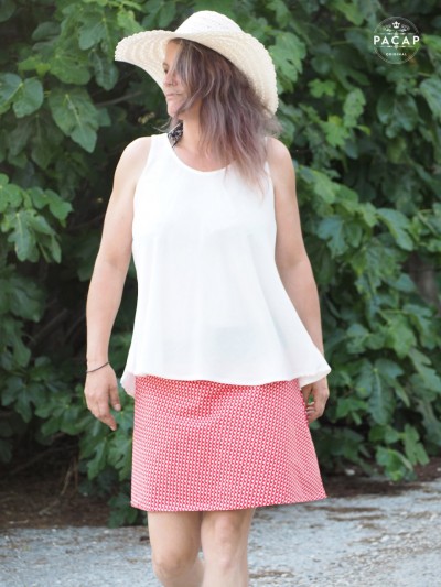women's slit skirt with top hat white gingham check pattern summer collection