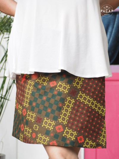 women's ethnic brown cotton split wrap skirt
