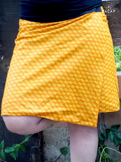 orange trapeze skirt snap belt