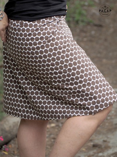 Women's flared skirt, polka dot print