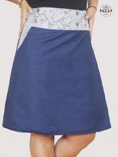one-size-fits-all adjustable denim long skirt
