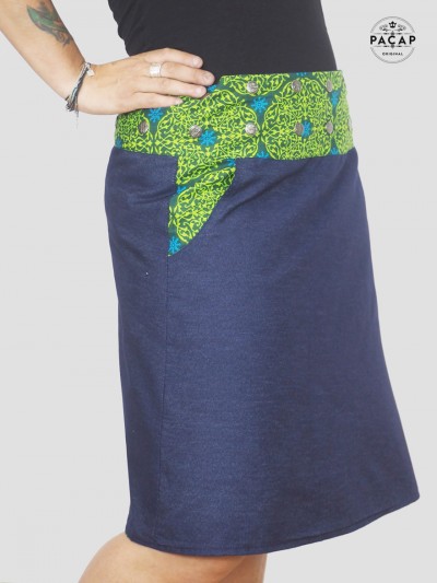 one-size-fits-all reversible denim skirt with pocket