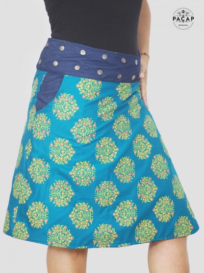 women's printed cotton skirt with pocket