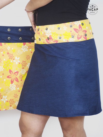 reversible yellow skirt for women with jeans