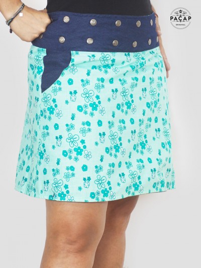 short large skirt with green flowers