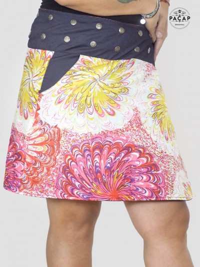 jupe grande taille imprimé originale motif abtrait multicolore
