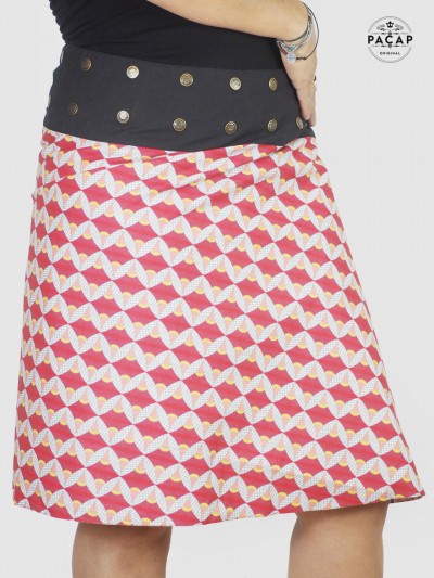 jupe portefeuille originale imprimée pour femme taille plus  xxl coupe droite