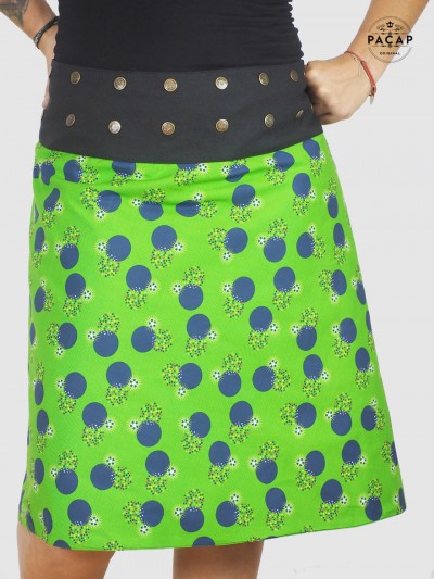 skirt large green high waist snap