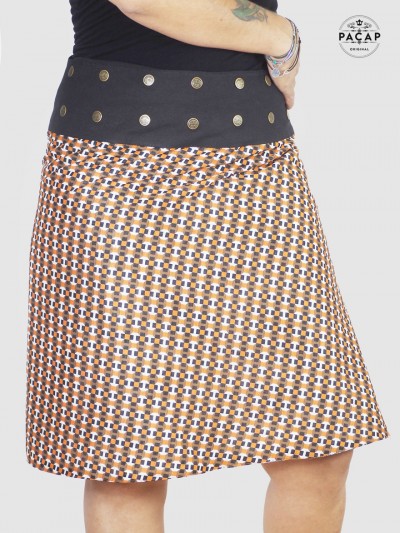 colorful large slit skirt in printed cotton