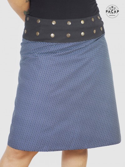 jupe femme ronde taille unique coupe évasée ceinture plate boutonnée