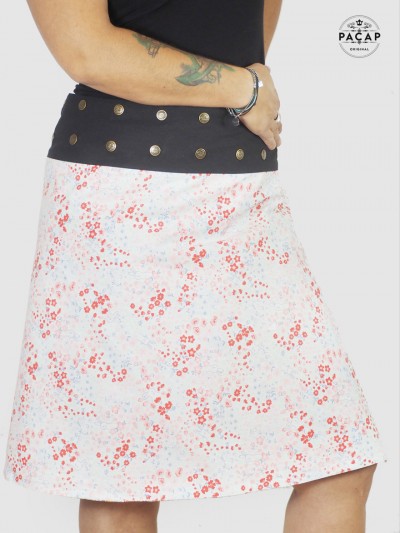 large white reversible skirt with liberty print and bunnies