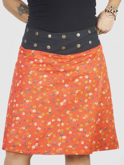 large red slit skirt liberty pattern
