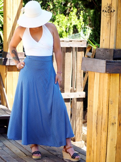 women's flowing blue long skirt