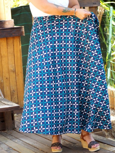 jupe fendue bleue taille unique ajustable