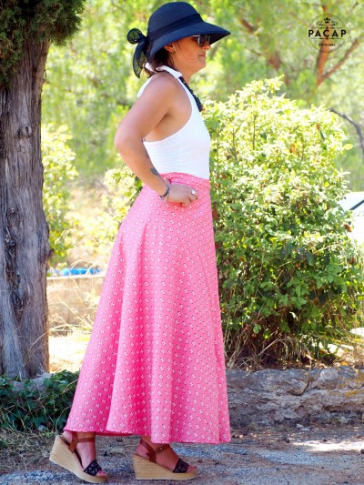 women's pink midi skirt