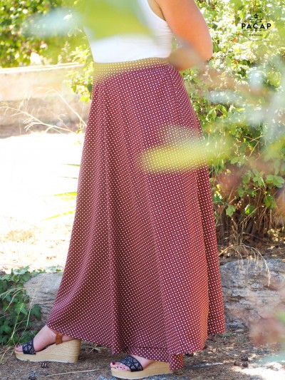 women's long red wrap skirt