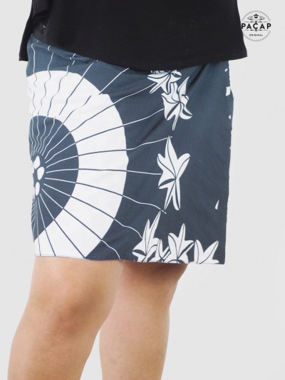 Women's ethnic print knee-length wrap skirt