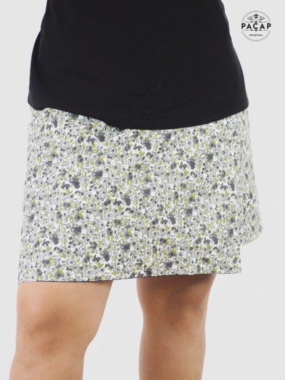 liberty skirt in grey with flowers, straight cut, printed cotton