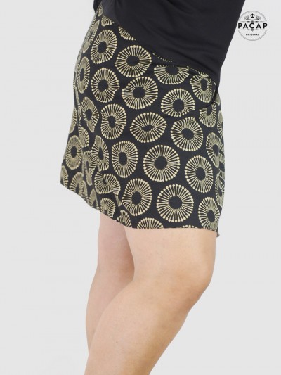 black ethnic skirt chic look African print dandelion, mandala