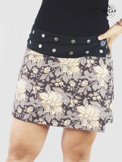floral slit mini skirt