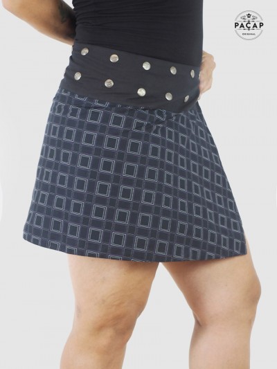 black plaid mini skirt